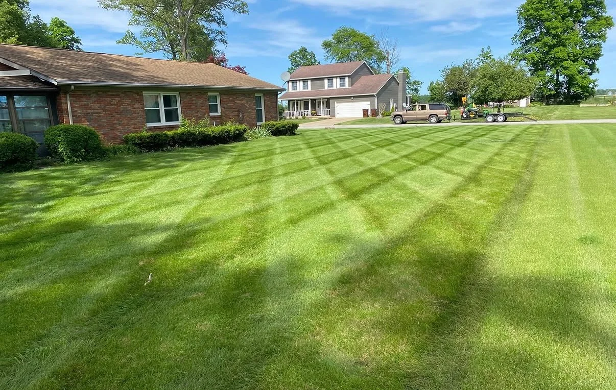 Striped front yard with clean edges